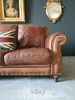 116. Chesterfield Leather Vintage 3 Seater Club Tan Brown Sofa DELIVERY AV
