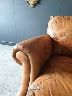 124. Chesterfield Tan Brown Leather Vintage 2 Seater DELIVERY AVAILABLE