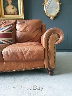 13. Chesterfield Leather Vintage 3 Seater Club Tan Brown Sofa DELIVERY AV
