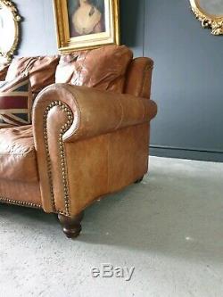 13. Chesterfield Leather Vintage 3 Seater Club Tan Brown Sofa DELIVERY AV
