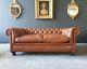 16. LAURA ASHLEY Leather Vintage 2 Seater Club Tan Brown Sofa DELIVERY AV