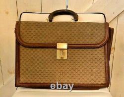 1970's RARE VINTAGE GUCCI leather / Canvas briefcase / attache with combo lock