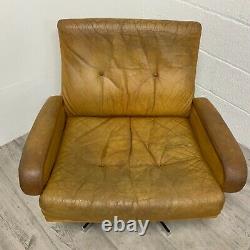 1970s Vintage De Sede DS-35 Swivel Lounge Chair in Cognac leather /2