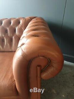 19. Large Chesterfield Vintage Tan 4 Seater Sofa & Chair DELIVERY AVAILABLE