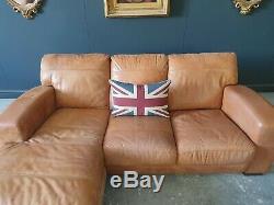 1. Superb Leather Vintage tan 3 Seater Corner Sofa Delivery Available
