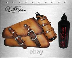 2004 UP La Rosa Vintage Tan Leather Harley Sportster Left Saddlebag + Gas Bottle