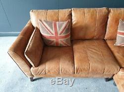 21. Superb Vintage tan 4 Seater Chesterfield Corner Sofa Delivery Avail