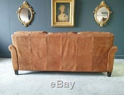 221. Chesterfield Leather Vintage 3 Seater Club Tan Brown Sofa DELIVERY AV