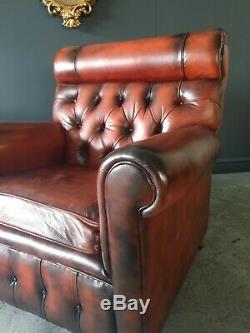 22. Chesterfield Vintage Tan Red 3 Seater Sofa & Chair DELIVERY AVAILABLE