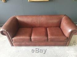 231. EX DISPLAY Chesterfield Leather Vintage 3 Seater Club Tan Brown