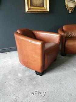 23. SUPERB! HALO AVIATOR Tan Brown Leather Vintage 2 Seater & Chair DELIVERY