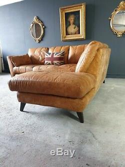 26. Vintage Tan 4 Seater Leather Club Corner Sofa DELIVERY AVAILABLE