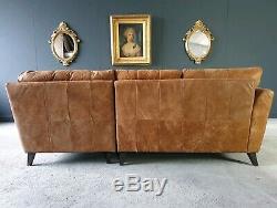 26. Vintage Tan 4 Seater Leather Club Corner Sofa DELIVERY AVAILABLE