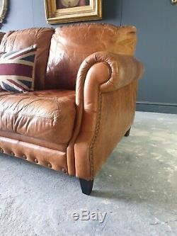 27. Chesterfield Leather Vintage 3 Seater Club Tan Brown Sofa DELIVERY AV