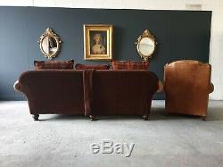 28. John Lewis Tetrad Leather & Fabric 3 Seater & Armchair Sofa Tan RRP £3000