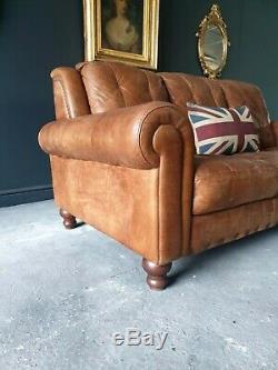 2. Chesterfield Leather Vintage 3 Seater Club Tan Brown Sofa DELIVERY AV