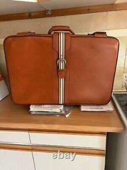 2 x Retro Vintage Real Leather Tan Suitcase's Mint Condition Never Used
