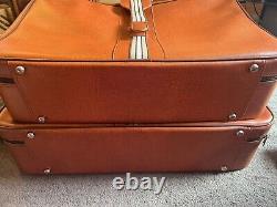 2 x Retro Vintage Real Leather Tan Suitcase's Mint Condition Never Used