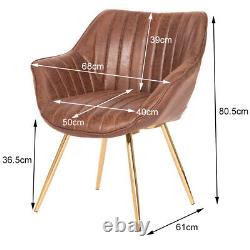 2x Distressed Tan Leather Dining Chairs Lounge Tub Chair Kitchen Cafe Room Chair