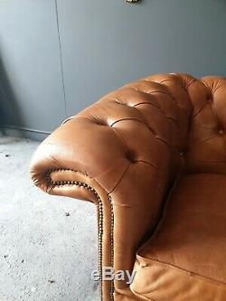 3014. Chesterfield Leather Vintage 3 Seater Club Tan Brown Sofa DELIVERY AV