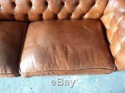 3014. Chesterfield Leather Vintage 3 Seater Club Tan Brown Sofa DELIVERY AV
