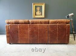 313. Halo Vintage Tan Leather Corner Sofa 3 Seater Storage