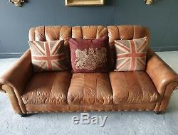 31. Chesterfield Leather Vintage 3 Seater Club Tan Brown Sofa DELIVERY AV