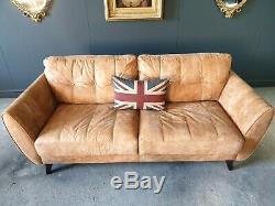 35. Chesterfield Leather Vintage 3 Seater Club Tan Sofa DELIVERY AVAILABLE