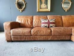 37. Vintage Tan 4 Seater Leather Club Corner Sofa DELIVERY AVAILABLE