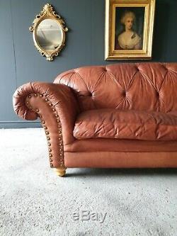 5005. Chesterfield Thomas Lloyd tan Brown Leather Vintage 3 Seater DELIVERY