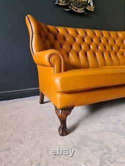 5. Superb Tetrad Blake Light Tan Brown Leather 3 Seater Vintage Sofa
