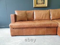 603. Halo Vintage Tan Leather Corner Sofa 3 Seater Storage