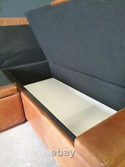 603. Halo Vintage Tan Leather Corner Sofa 3 Seater Storage