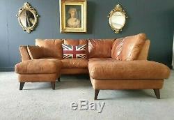 606. Vintage Tan 4 Seater Leather Club Corner Sofa DELIVERY AVAIL