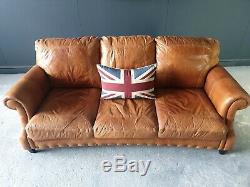 614. Chesterfield Leather Vintage 3 Seater Club Tan Brown Sofa DELIVERY