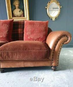 7001. Tetrad Leather & Fabric 3 Seater Sofa Tan Brown RRP £2500