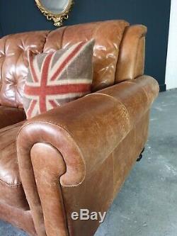 7006. Vintage Tan 5 Seater Leather Club Corner Sofa DELIVERY AVAILABLE