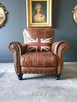 7. John Lewis Chesterfield Tan Leather Vintage Armchair DELIVERY AVAILABLE