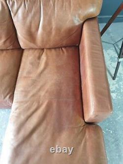 804. Superb Halo Vintage Tan Leather Corner Sofa 3 Seater Storage