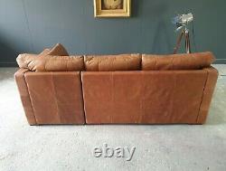 804. Superb Halo Vintage Tan Leather Corner Sofa 3 Seater Storage