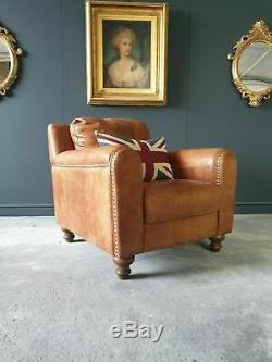 806. Barker & Stonehouse Chesterfield Tan Brown Leather Vintage Armchair
