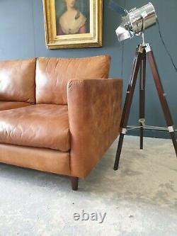827. 2 Seater Tan Sofa Barker & Stonehouse Leather MID Century Style