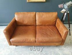 827. 2 Seater Tan Sofa Barker & Stonehouse Leather MID Century Style