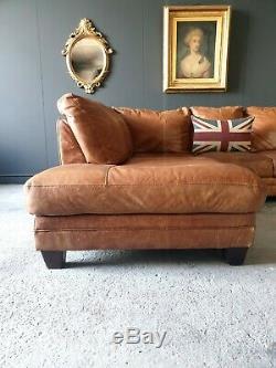 83. Vintage Tan Seater Leather Club Corner Sofa DELIVERY AVAILABLE