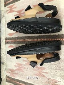 90s Chanel Vintage Dad Leather Sandals- Tan Black