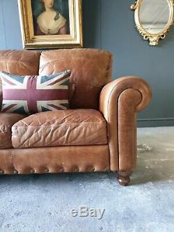 910. Chesterfield Tan Brown Leather Vintage 2 Seater DELIVERY AVAILABLE