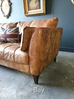 918. Chesterfield Leather Vintage 3 Seater Club Tan Brown Sofa DELIVERY AV