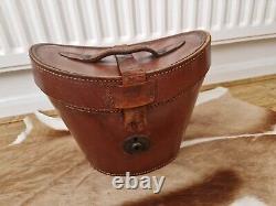 ANTIQUE TAN QUALITY VINTAGE LEATHER BUCKET TOP HAT BOX / CARRY CASE C Late 1800