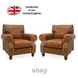 A Pair Of Leather Armchair Club Chairs In Vintage Tan Leather The Hepburns