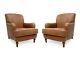 A Pair Of Vintage Leather Armchairs In Genuine Vintage Tan Leather The Howard